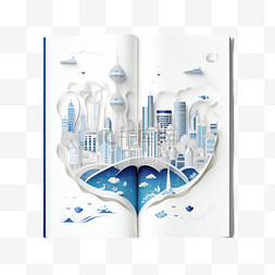 城市图片_特色图书城市元素立体免扣图案