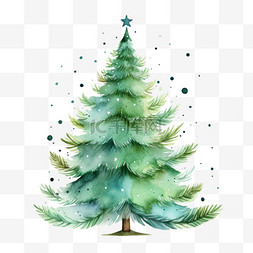 水彩手绘圣诞树图片_绿色水彩手绘圣诞树免扣元素