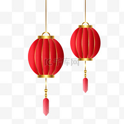 红灯笼免抠素材图片_新年春节鎏金红灯笼中式免抠元素