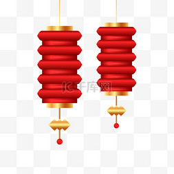 鎏金红灯笼中式新年春节装饰免抠