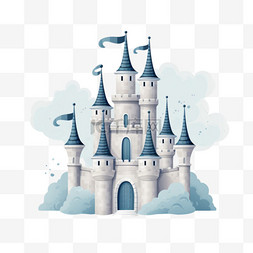 创意城堡卡通元素立体免扣图案