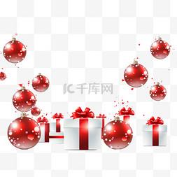 新年透明边框图片_带有透明球和五彩纸屑的圣诞和新