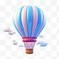 热气球免扣png图片_创意彩色热气球元素立体免扣图案