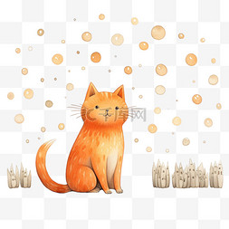 灵巧图片_灵巧橘色小猫元素立体免扣图案PNG