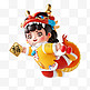 龙年春节3D立体中国风新年龙人物形象拿福素材