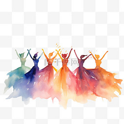 舞蹈线型图片_艺术彩虹舞蹈元素立体免扣图案