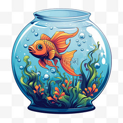 鱼缸矢量图片_矢量漂亮鱼缸元素立体免扣图案