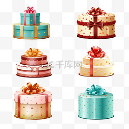 生日请柬图片_生日贺卡，配有逼真的蛋糕和礼盒