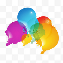 文字气泡排版图片_四个彩色对话框气球