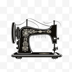缝纫机缝纫机装饰图片_素材黑色缝纫机元素立体免抠图案