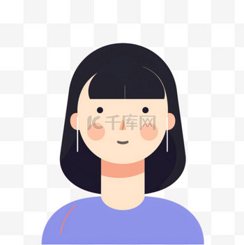 卡通女生头像元素立体免抠图案