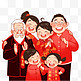 春节新年团聚一家人拜年手绘元素卡通