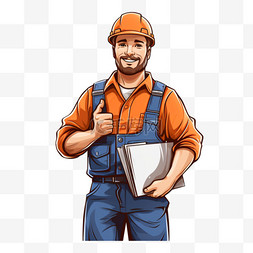 工人头盔图片_工程师或建筑工人工头人物手绘卡
