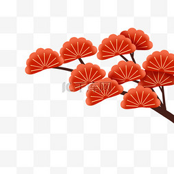 雪花红色图片_新年新春冬季冬天红色松树免抠图