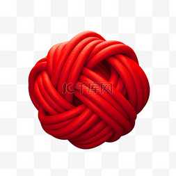 几何红色毛球元素立体免抠图案