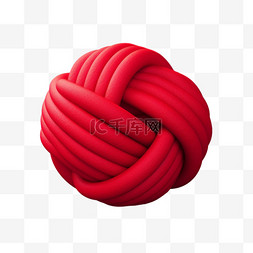 创意红色毛球元素立体免抠图案