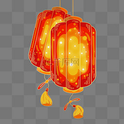 春节喜庆灯笼装饰图片_国风传统金线描边新年灯笼装饰插