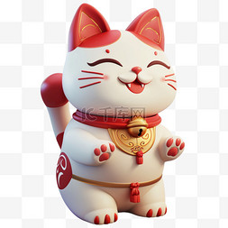 3D新年喜庆可爱招财猫设计图