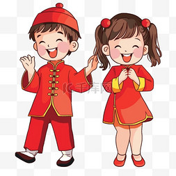 春节背景图片_卡通手绘新年可爱孩子祝福元素