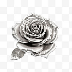 艺术银色玫瑰元素立体免抠图案