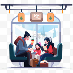 春节冬季人物坐列车回家5素材