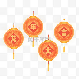 新年图片图片_龙年大吉文字灯笼设计图