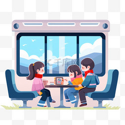 坐火车素材图片_春节冬季人物坐列车回家18免抠素