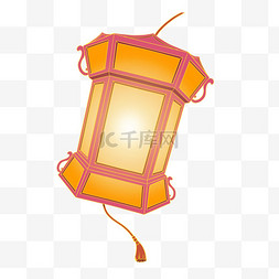 春节习俗卡通手绘金线描边灯笼图