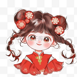 小元素头饰图片_卡通手绘新年可爱女孩元素