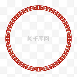 圆形边框扁平图片_红色中式圆形边框新年春节转世元