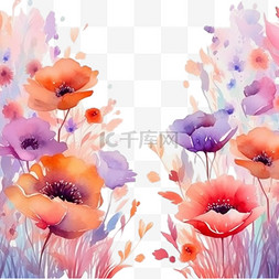 浪漫花卉水彩背景模板