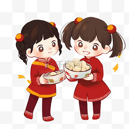 春节背景图片_新年元宵节孩子元宵手绘元素卡通