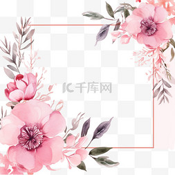 结婚背景图片_水彩柔和粉色花框背景