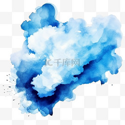水墨笔刷图片_抽象水彩蓝云