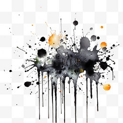 彩色水墨图片_黑色水墨水彩的飞溅和水滴