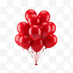 红色图案气球图片_卡通红色气球元素立体免抠图案
