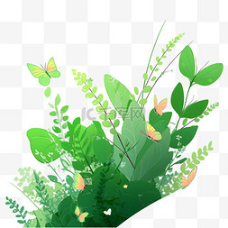 绿色植物简约背景图片_春天叶子绿色植物简约免抠元素