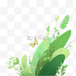 绿色飞舞叶子图片_绿色植物叶子简约免抠元素春天