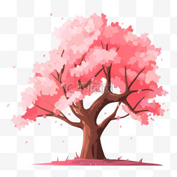 春背景图片_手绘春天一颗粉色的樱花树元素