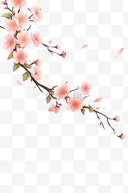 白色樱花图片_元素春天盛开的樱花枝手绘