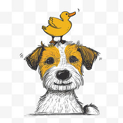 森系图片_元素可爱的动物小狗鸭子卡通手绘