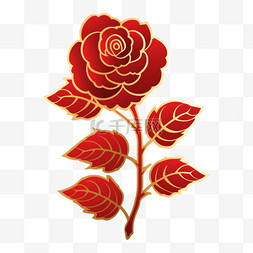 一朵红玫瑰情人节装饰元素