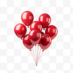 红色图案气球图片_ai红色气球元素立体免抠图案