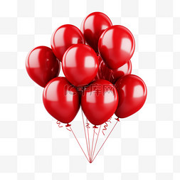 红色气球图片_质感红色气球元素立体免抠图案