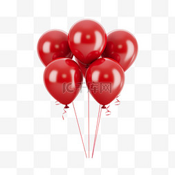 红色图案气球图片_数字艺术红色气球元素立体免抠图