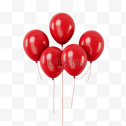 绘画红色气球元素立体免抠图案