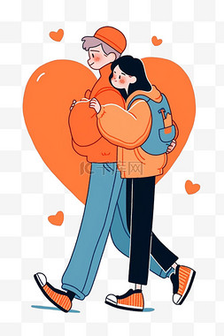 拥抱的情侣手绘图片_情人节情侣手绘拥抱卡通元素