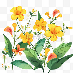 手绘免抠春天黄色小花元素