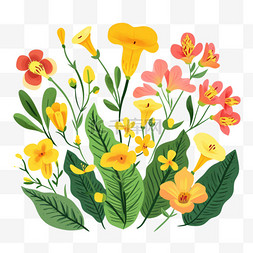 黄色小花手绘免抠春天元素
