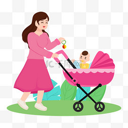婴儿车妈妈图片_妈妈推着婴儿车出外游玩设计图
